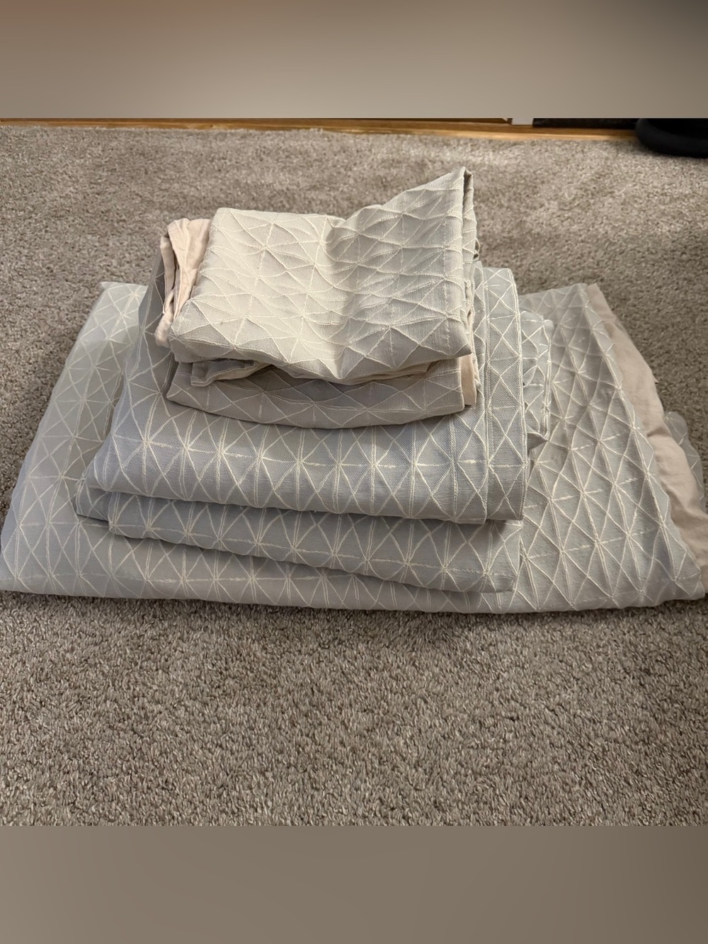 West Elm Painterly Platinum Ivory Set Duvet Cover Shams Curtains Pillow Covers
